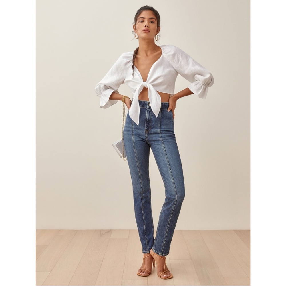 Reformation Amie Seamed High Waist Skinny Jean in Anguilla